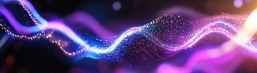 Poster - Abstract light wave with vibrant colors creating a dynamic visual effect in a modern digital art style.
