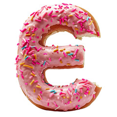 Wall Mural - The letter 'F' made with Donut, standing, isolated a white transparent background