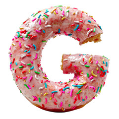 Wall Mural - The letter 'G' made with Donut, standing, isolated a white transparent background