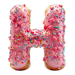 Wall Mural - The letter 'H' made with Donut, standing, isolated a white transparent background