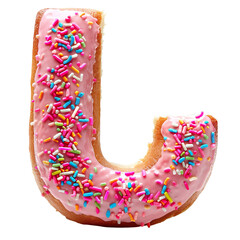 Wall Mural - The letter 'L' made with Donut, standing, isolated a white transparent background
