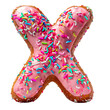 © SuperPixel Inc - The letter 'X' made with Donut, standing, isolated a white transparent background