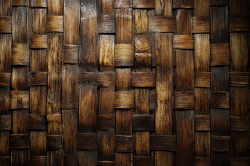 Dark brown woven bamboo background. This image can be used as a texture or background for your design projects.