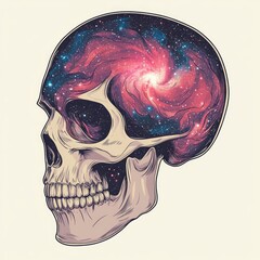 Poster - Human skull with galaxy inside, symbolizing the vastness of the mind and the universe.