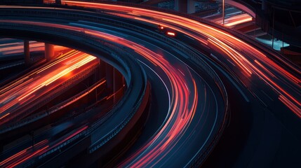 Wall Mural - Urban Highway at Night with Light Trails