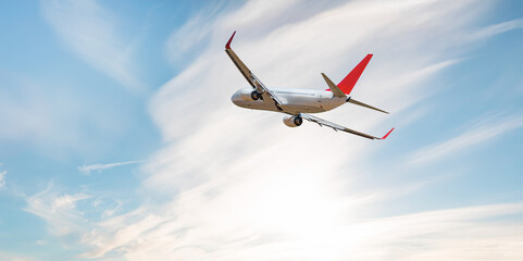 An airplane shakes during turbulence flying air hole - A plane spinning in round clouds - Front view of an airplane 