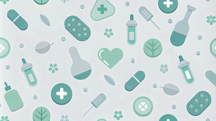 Wall Mural - seamless pattern with medical theme