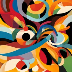 Canvas Print - Vibrant abstract background with overlapping colorful shapes and curves.