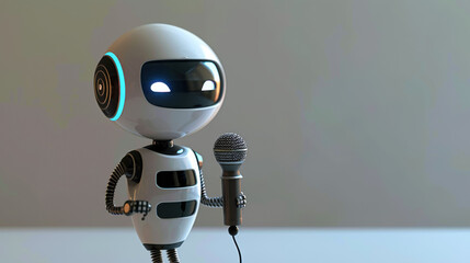 Sticker - A robot is holding a microphone and is smiling