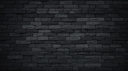 Wall Mural - Stone wall of varied black brick shades with texture 