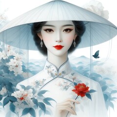 Wall Mural - Elegance in Simplicity: A Portrait of Vietnamese Beauty with Generative AI.