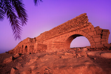 Wall Mural - Aqueduct in the ancient city of Caesarea in Israel