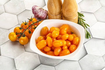 Canvas Print - Marinated natural yellow cherry tomato