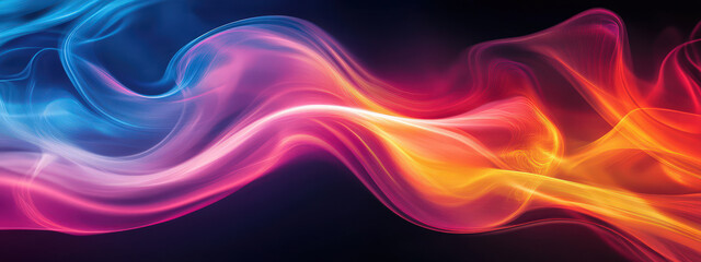 Poster - A colorful, swirling line of light with a blue, red, and orange hue