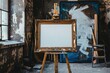 © Ruslan - Artist s easel with blank canvas in vintage setting