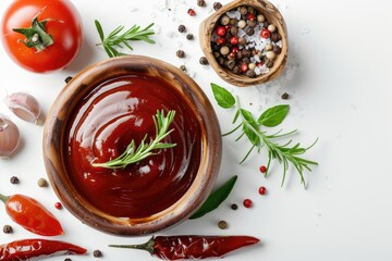 Barbecue sauce from above on white background