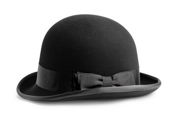 Black bowler hat on white background