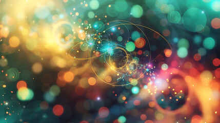 Colorful and abstract image of particles like electrons and positrons in a highenergy setting