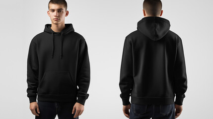 mock up template hoodie. Front and back view of hoodie