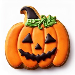 Halloween biscuits shaped like pumpkins. Homemade Halloween Cookies Decorated Like Pumpkins isolate on white background