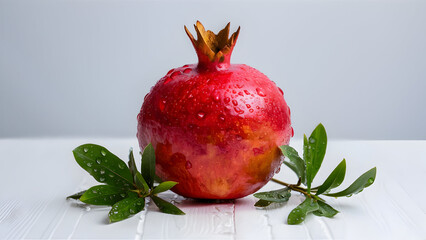 Wall Mural - A whole pomegranate with dew drops