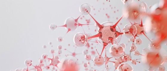 Poster - A close up of red and white spheres with a red and white background