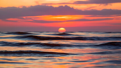 Poster - Serene Sunset Over the Tranquil Sea With Golden Light Reflecting on Gentle Waves