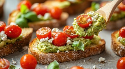 Creamy Avocado Toast with Feta, Tomatoes, and Basil