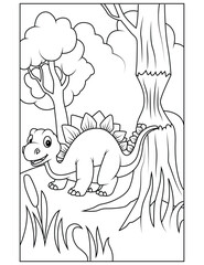 Wall Mural - Dinosaur coloring page for kids