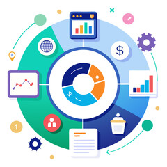 Fototapete - infographic element circle style diagram for business presentation info graphic template vector illu