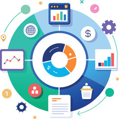 Fototapete - infographic element circle style diagram for business presentation info graphic template vector illu