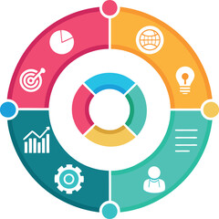 Fototapete - infographic element circle style diagram for business presentation info graphic template vector illu