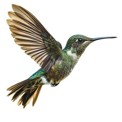 PNG Hummingbird in flight against a white background