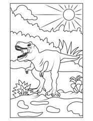 Wall Mural - Dinosaur coloring page for kids