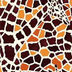 An abstract representation of a giraffe's skin pattern in warm colors.