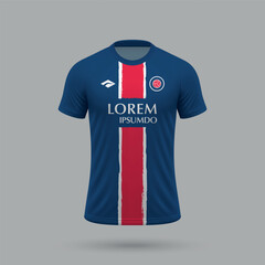 Wall Mural - 3d realistic soccer jersey in Paris Saint-Germain style, football shirt template 2024