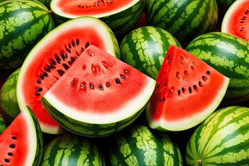 Wall Mural - Vibrant Fresh Watermelon Illustration Capturing Juicy Nutrition and Freshness