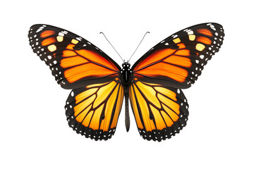 Vibrant monarch butterfly with striking orange and black wings, showcasing nature's beauty and elegance.