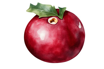 A vibrant red fruit with a glossy surface and leafy top, perfect for illustrating health and nature themes.