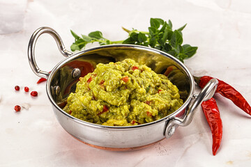 Canvas Print - Guacamole with avocado, tomato and chili