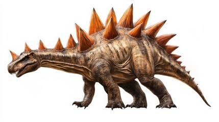 Illustration of a Stegosaurus dinosaur with distinctive spikes on its back, isolated on a white background for educational and creative use.