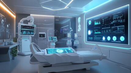 Poster - Futuristic Hospital Room with Advanced Medical Technology