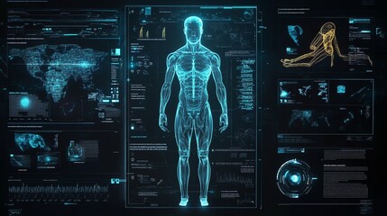 Wall Mural - Digital Human Anatomy Interface