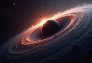 deep space, detailed supermassive black hole, event horizion