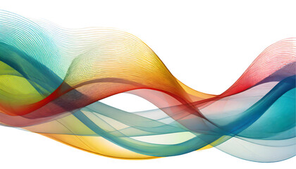 Wall Mural - Abstract colorful wave transparent stylish isolated on white background. Generative AI.