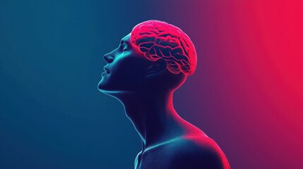 Poster - Human Brain and Mind in Neon Lights.