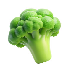 3D illustration of fresh green broccoli, highlighting its detailed texture and vibrant color. Perfect for use in health, food, and nutrition-related designs. Isolated on transparent background, png.