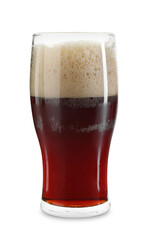 Canvas Print - Glass of dark beer isolated on white