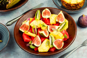 Canvas Print - Plate of fruit salad