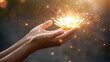 © SMPTY - Hands Holding a Glowing Lotus Flower Symbolizing Enlightenment and Spiritual Awakening in Buddhism and Dhamma